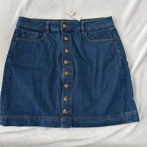 LOFT Blue Denim Button-Up Mini Skirt
